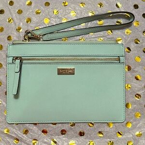 Kate Spade Leather Wristlet with RARE MATCHING MINT SATIN INTERIOR
